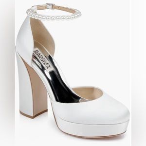 Badgley Mischka Felixa ankle pearl strap platform heels